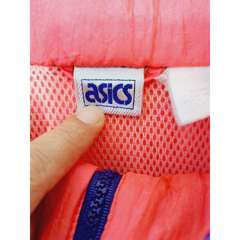 Asics Vintage Women's Pink Purple Black Color-Block 1/4 Zip Wind Breaker - Picture 10 of 13